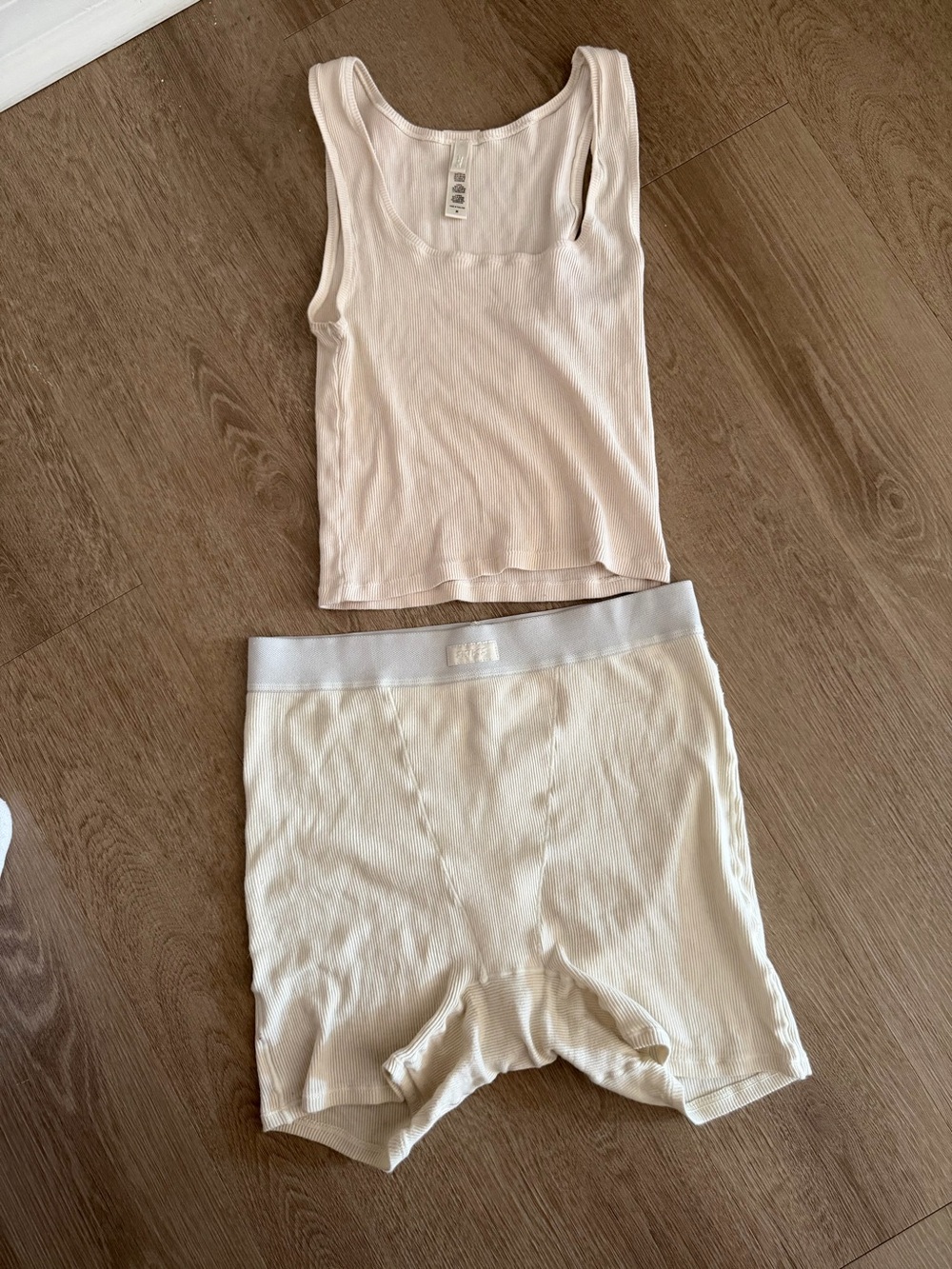 SKIMS Women's Ribbed Tank & Boxer Set - Ivory